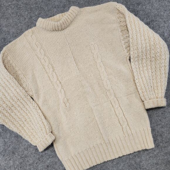 VTG John Molloy 100% Wool Mens XL? Cableknit Ireland Fisherman Crewneck Sweater - Picture 2 of 14